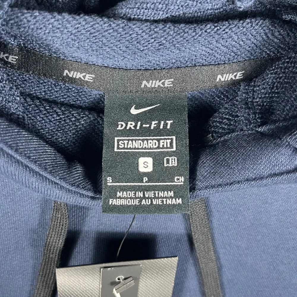 Nike Hoodie Men Small Navy Blue Dri-FIT Graphic Swoosh Training‎ CJ4268-451 NWT
